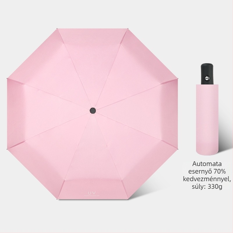 Napelleny esernyő automatikus nyitás/zárás funkcióval, 8 borda rostból, acél tengellyel, 210T vinil bevonatú szövet, UPF>50