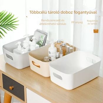 Asztali ékszertároló doboz, fedél nélküli, műanyag, 10 rekesz, modern minimalista stílus