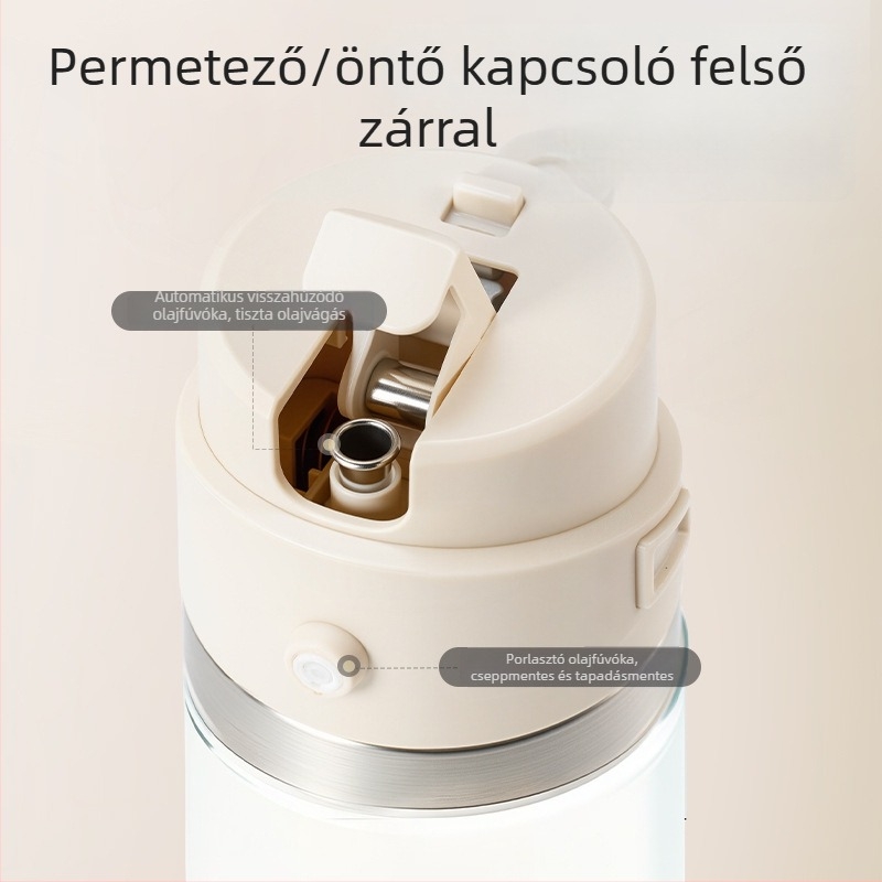 Kétfunkciós permetező olajat tartó üveg a konyhába; szivárgásmentes üveg, önt olajat, permetez olajat és alkalmas szószokra és fűszerekre.