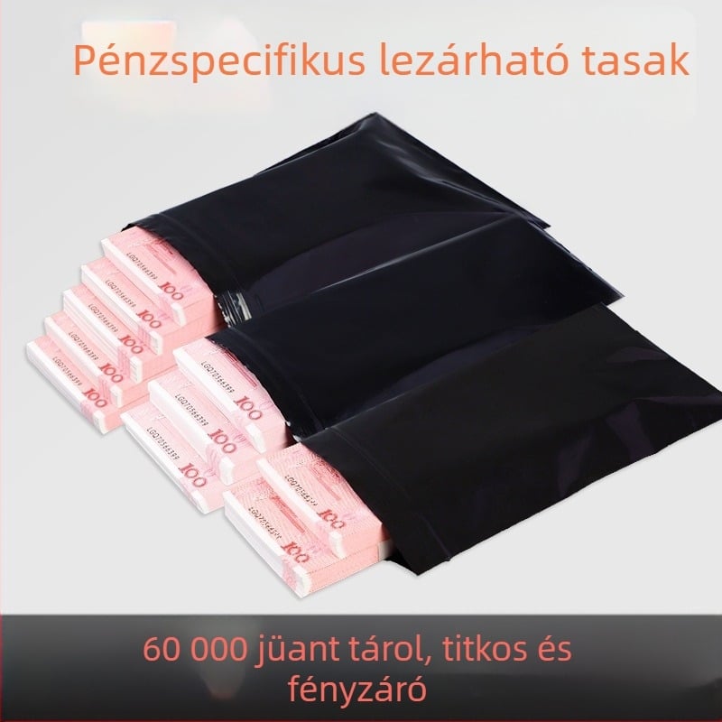 Fekete vízálló önzáró készpénztároló tasak
