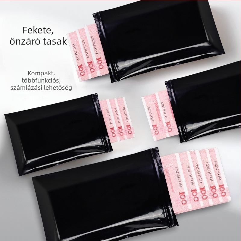 Fekete vízálló önzáró készpénztároló tasak