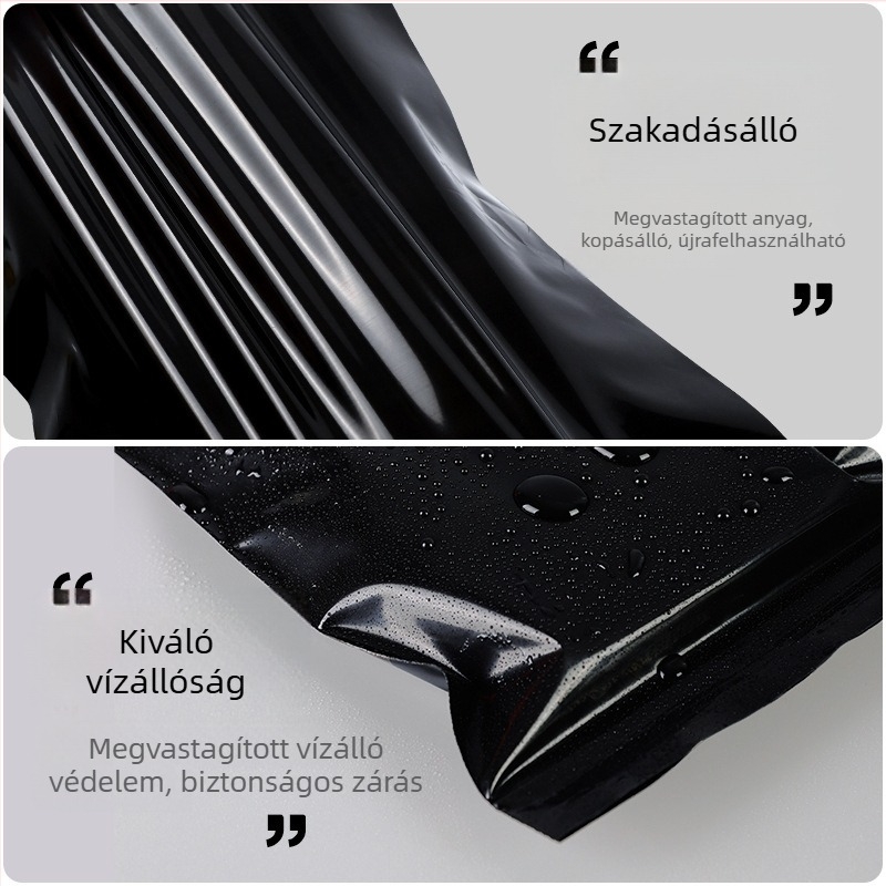 Fekete vízálló önzáró készpénztároló tasak