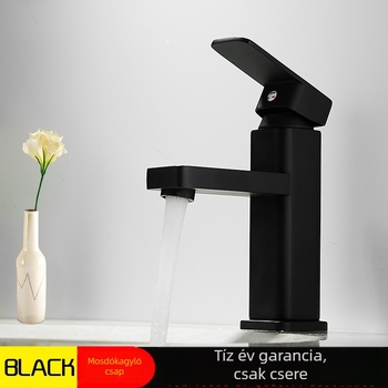 Rozsdamentes acél mosdó-/fürdőszobai csap – kerámiás patronos keverő, függőleges beépítés, 0–90°C működési tartomány, 10 mm bemenet/kimenet