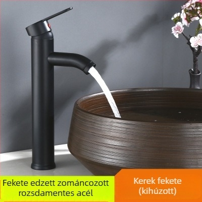 Rozsdamentes acél mosdó-/fürdőszobai csap – kerámiás patronos keverő, függőleges beépítés, 0–90°C működési tartomány, 10 mm bemenet/kimenet