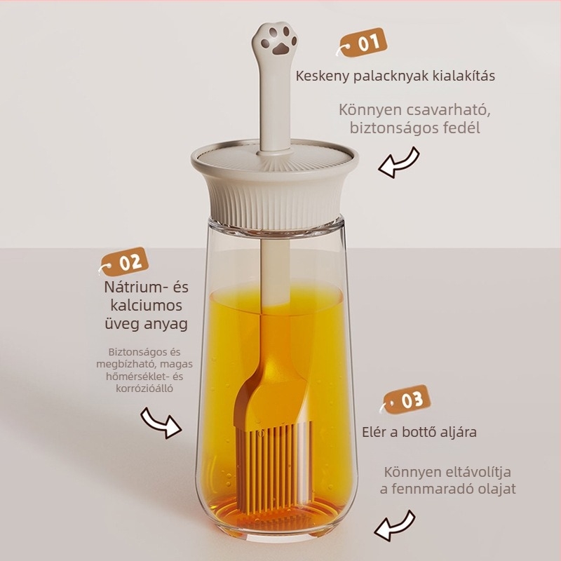 Beépített ecsetes olajüveg — anyag: üveg; Nordic stílus; automatikus nyitás-zárás; olajtartó kategória; prémium minőség