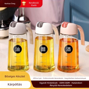 Automatikus nyitó-záró olajtartó üveg, skálás, szivárgásmentes, nagy kapacitású, otthoni konyhához