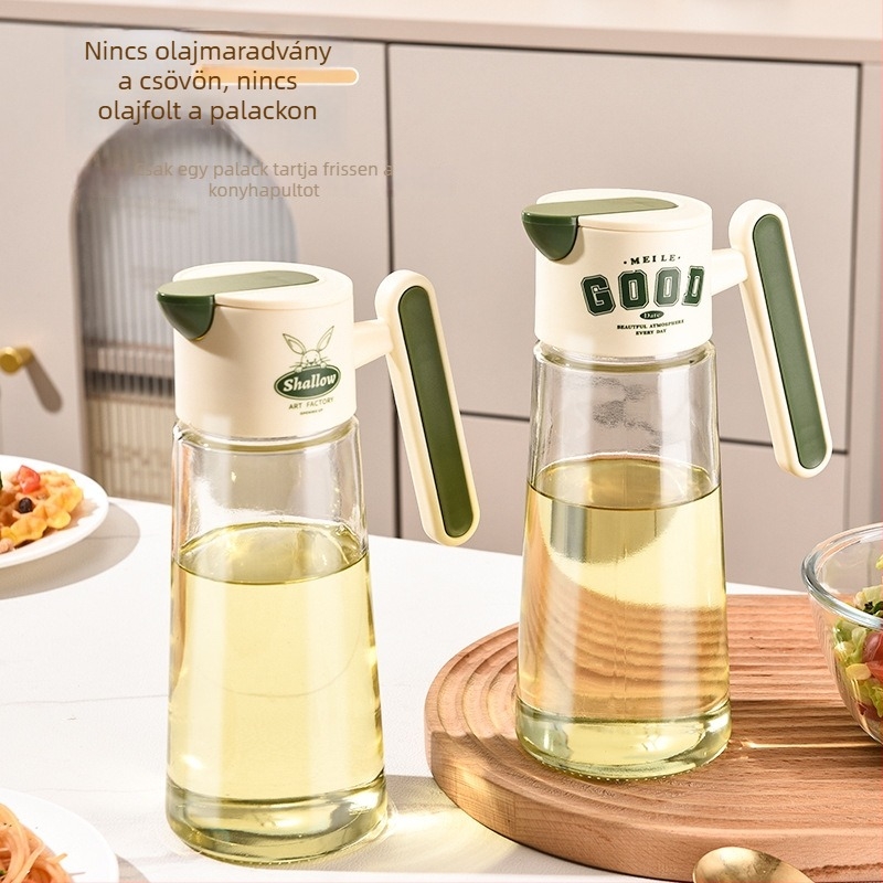 Üveg olajos palack automatikus nyitás-zárás, szivárgásmentes, nagy kapacitású, könnyed luxus stílus