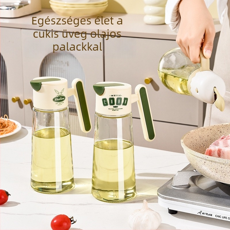 Üveg olajos palack automatikus nyitás-zárás, szivárgásmentes, nagy kapacitású, könnyed luxus stílus