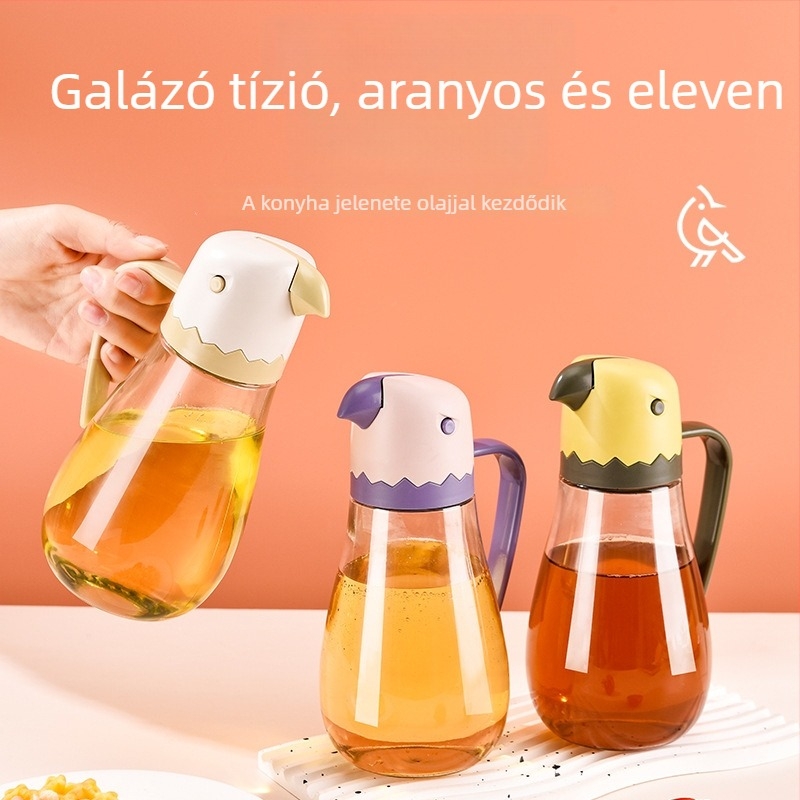 Üveg olajos palack automatikus nyitás-zárás, szivárgásmentes, nagy kapacitású, könnyed luxus stílus