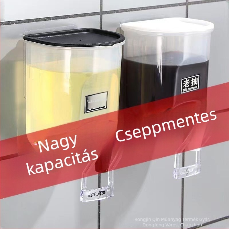 Jinchuangzhi Falihoz rögzíthető műanyag olajadagoló, mérésfunkcióval, átlátszó, szója- és ecet ízesítéshez