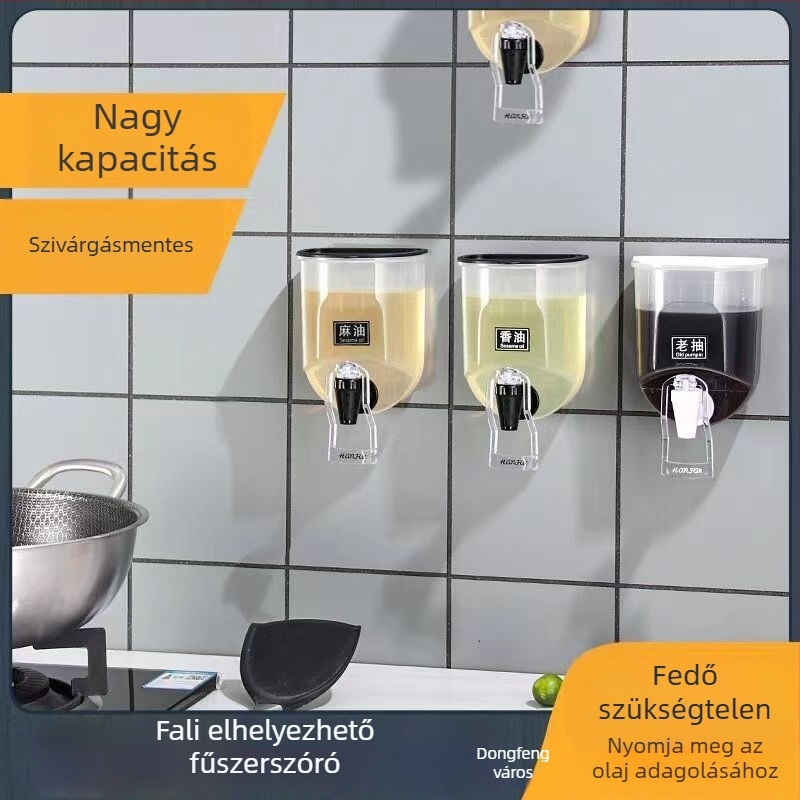 Jinchuangzhi Falihoz rögzíthető műanyag olajadagoló, mérésfunkcióval, átlátszó, szója- és ecet ízesítéshez