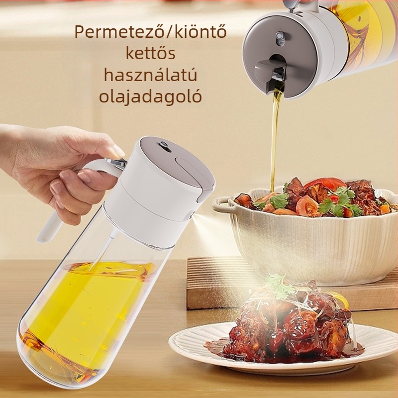 Kétfunkciós üveges olajspray és öntő a konyhába, csepegésmentes, szivárgásmentes, sűrített szójaszósz és ecet ízesítő üveg