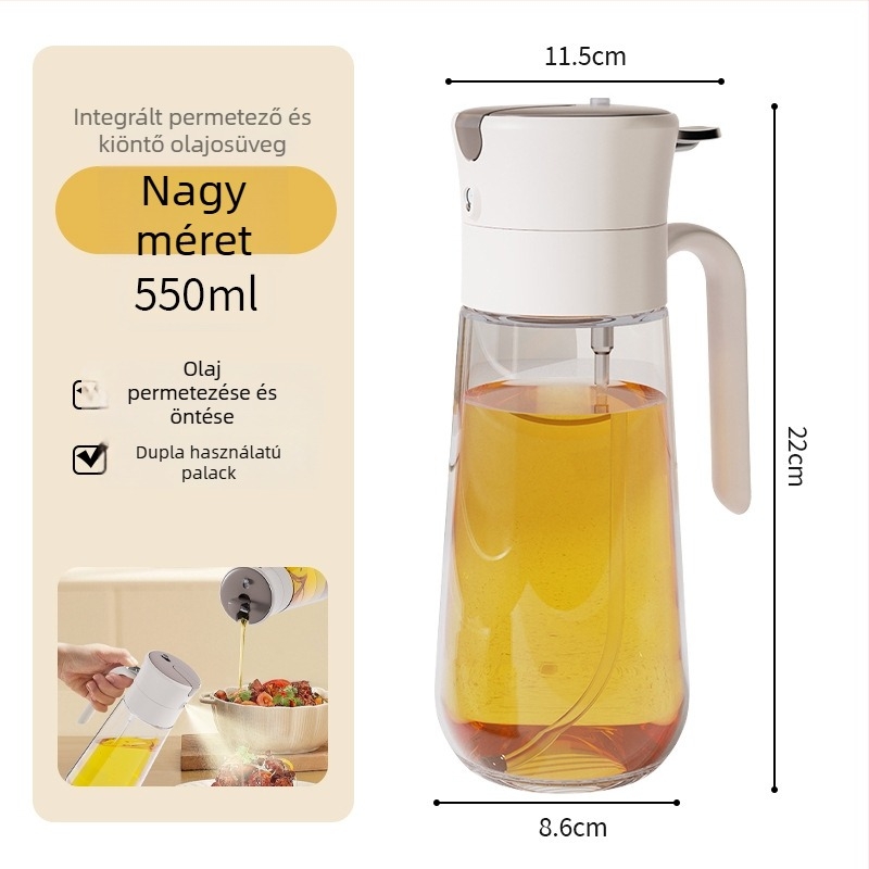 Kétfunkciós üveges olajspray és öntő a konyhába, csepegésmentes, szivárgásmentes, sűrített szójaszósz és ecet ízesítő üveg