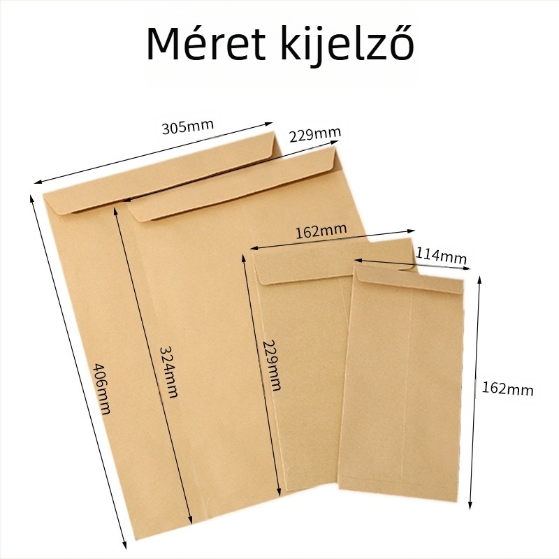 Egyedi vastag barna kraft boríték üdvözlőlapokhoz, önzáró ragasztóval