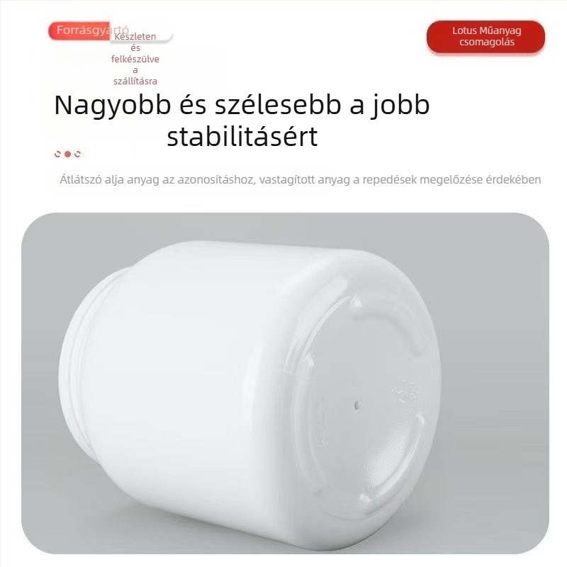 Youbink PET műanyag edény fehérje porához – zárt edény műanyag kupakkal, 1L/2L kapacitás