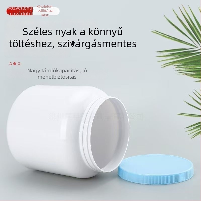 Youbink PET műanyag edény fehérje porához – zárt edény műanyag kupakkal, 1L/2L kapacitás