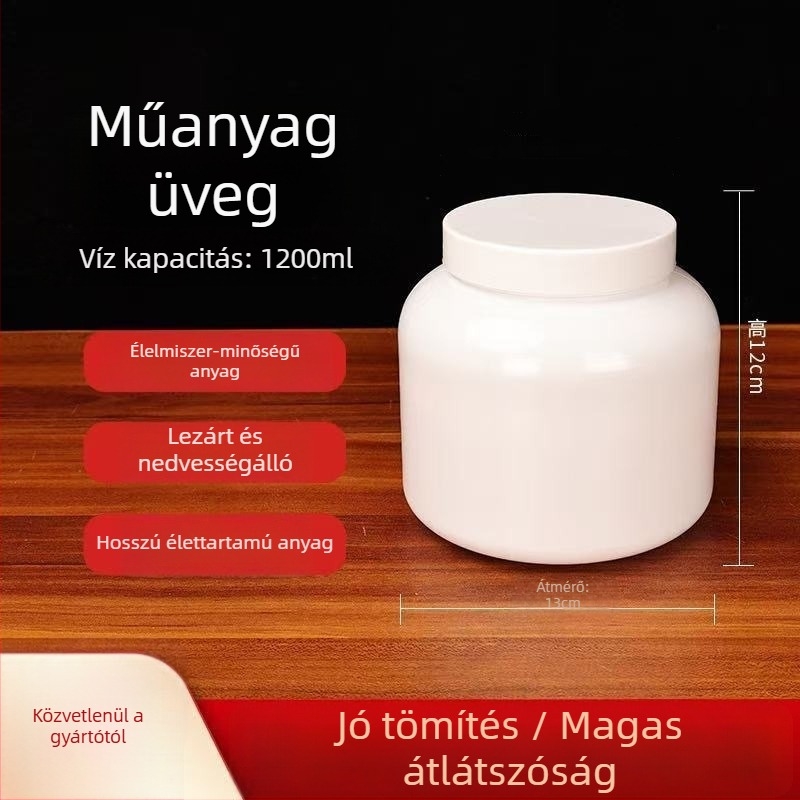 Youbink PET műanyag edény fehérje porához – zárt edény műanyag kupakkal, 1L/2L kapacitás