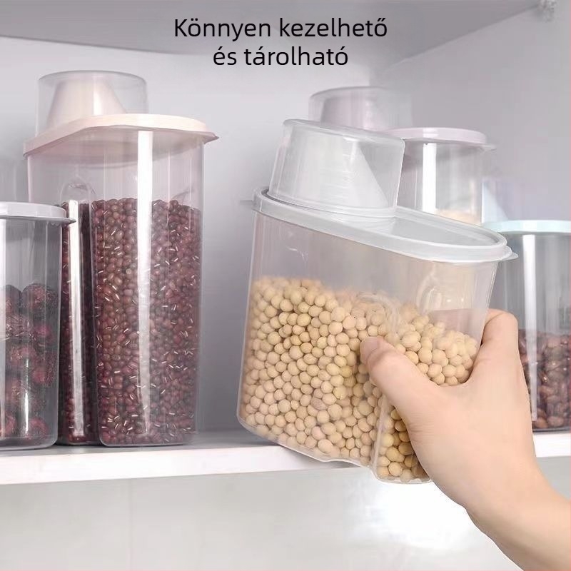 Plasztik gabonatároló tartály, rovarbiztos, nedvességálló, légmentesen záródó, nordic stílusú