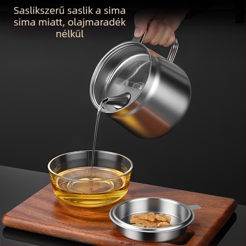304 rozsdamentes acél olajtartó konyhai szűrőedény, csöpögésbiztos, nagy kapacitású
