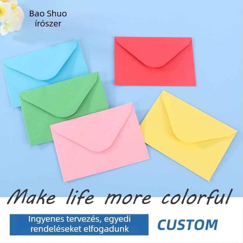 Bishuo Stationery Kraft papír ajándékkártya készlet borítékokkal – 100 boríték + 100 képeslap, Kártya mérete 70×100 mm, Boríték mérete 76×110 mm