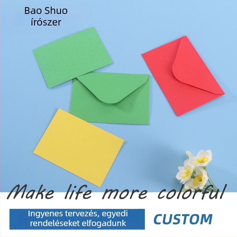 Bishuo Stationery Kraft papír ajándékkártya készlet borítékokkal – 100 boríték + 100 képeslap, Kártya mérete 70×100 mm, Boríték mérete 76×110 mm