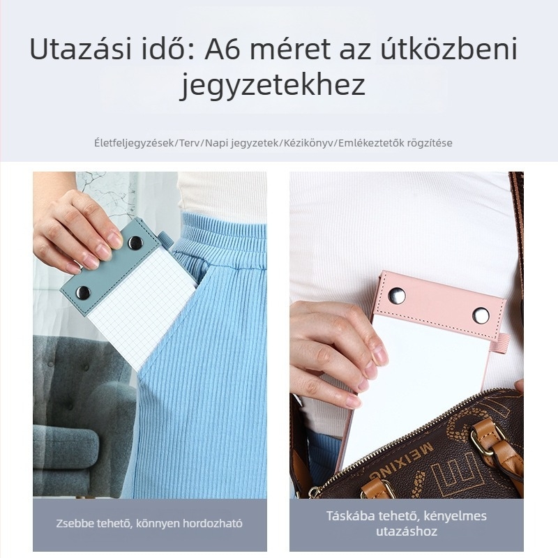 Wenhua kompakt hordozható jegyzetfüzet téphető lapokkal, A6 méret, kis notesz
