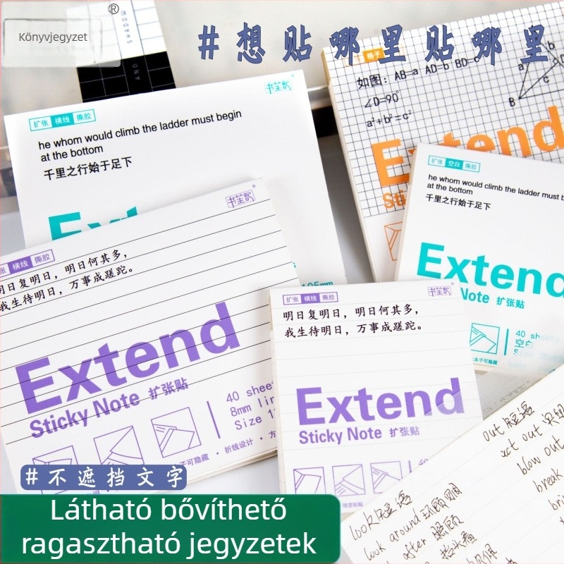 Átlátszó hajtogatható ragasztó jegyzetek, bárhová felragasztható, 40 oldal, márka Book Shengji