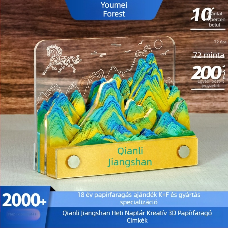 2026-os papírszobrászatú naptár 3D jegyzetekkel és heti oldalakkal