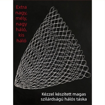 Nagy halászháló erős nylonzsinórral, hurkoló nélkül, akasztás elleni fej és kis nylon szemek