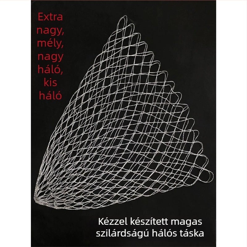 Nagy halászháló erős nylonzsinórral, hurkoló nélkül, akasztás elleni fej és kis nylon szemek
