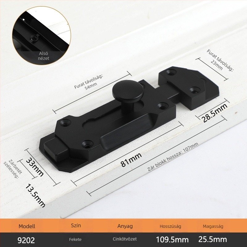 A típusú zárókapocs ajtókhoz és ablakokhoz, modell 9202, cink ötvözet, antik stílus, márka Aichmann