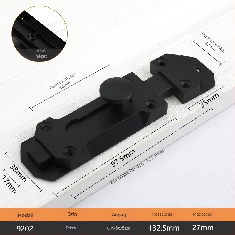 A típusú zárókapocs ajtókhoz és ablakokhoz, modell 9202, cink ötvözet, antik stílus, márka Aichmann