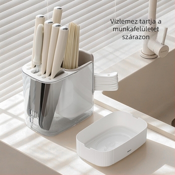 FaSoLa Többcélú Konyhai Kés- és Chopsticks Tároló Rács, Pulton Tároló, Lecsatolható és Öblíthető, PP és PET