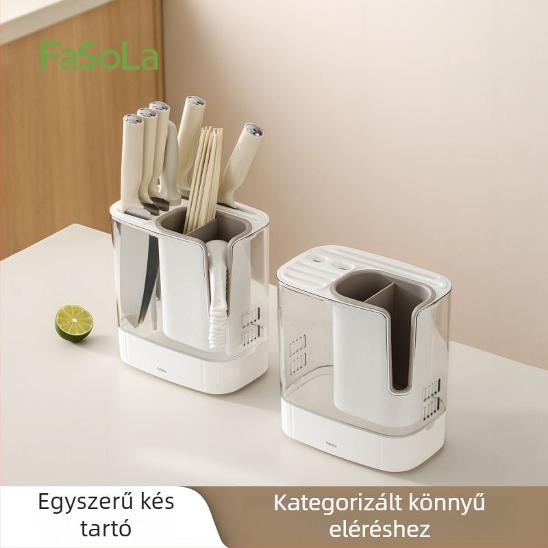 FaSoLa Többcélú Konyhai Kés- és Chopsticks Tároló Rács, Pulton Tároló, Lecsatolható és Öblíthető, PP és PET