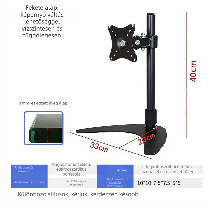 Számítógép-monitorhoz készült monitorállvány vízszintes és függőleges képernyőváltással — asztali alap