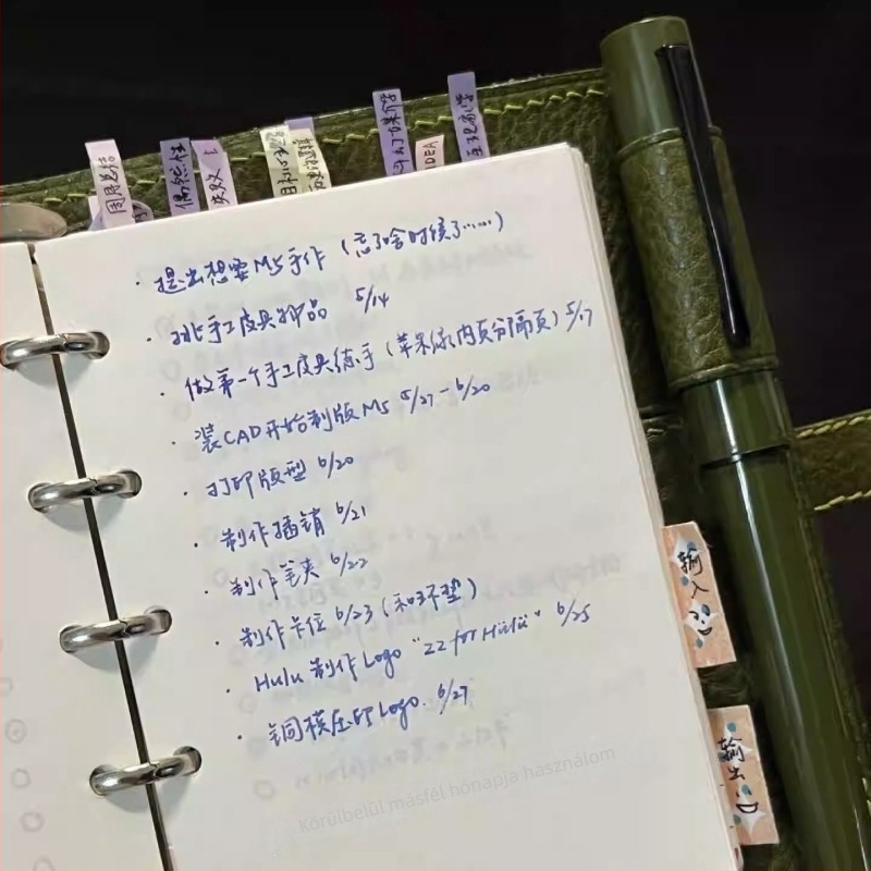 Avokádó-zöld PU bőrű M5 notesz, naptár-tervező, hordozható kompakt