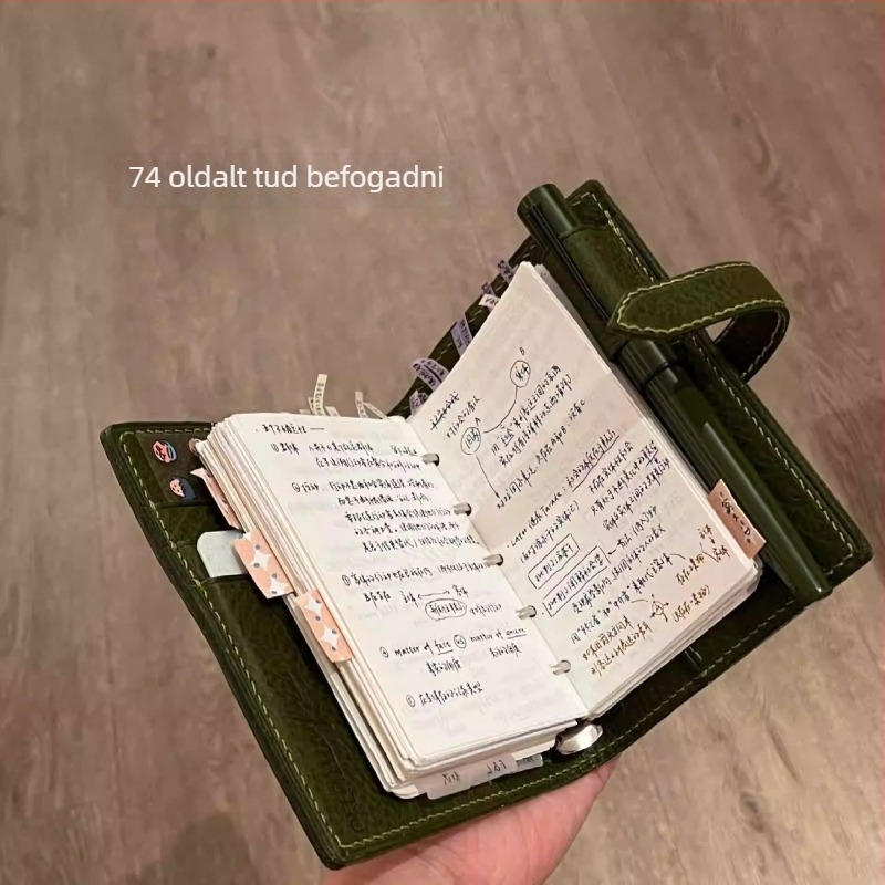 Avokádó-zöld PU bőrű M5 notesz, naptár-tervező, hordozható kompakt