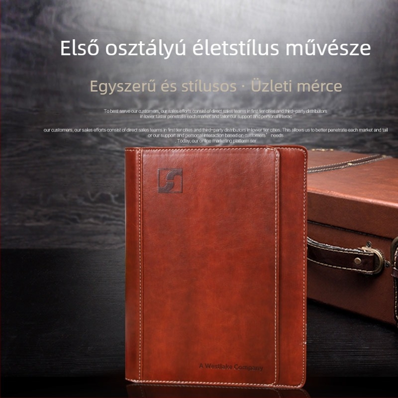 Notesz műbőr borítóval, ragasztott kötés, 80 g/m² papír, 100-200 oldal, modell YH116.