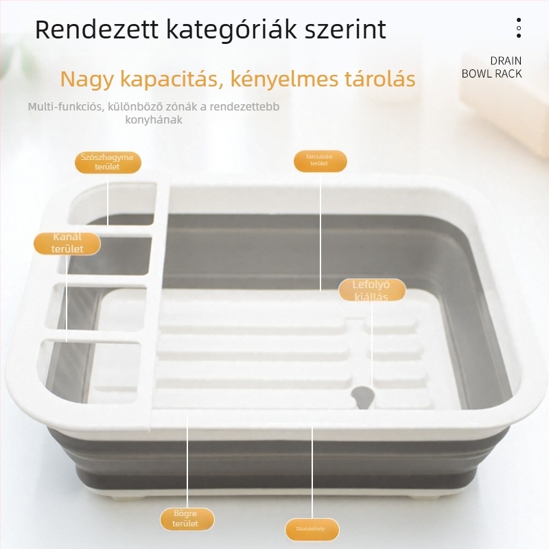 Konyhai mosogató tálak leürítő állvány, összecsukható és teleszkópos, műanyag, kód 083, 2020-ban bemutatva, modern minimál stílus
