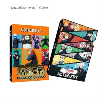 Jujutsu Kaisen ihletésű 32 oldalas jegyzetfüzet szalmapapírral, 40 g-os papírsúly, ragasztott kötés, papíralapú borító, japán/koreai aranyos stílus