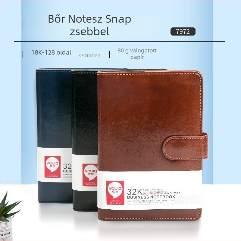 Notesz Youla műbőr borítóval, ragasztott kötés, 80 g/m² papír, 100–200 oldal