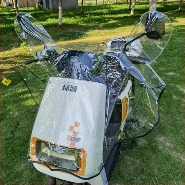 Esővédő huzat elektromos kerékpárok és motorkerékpárok számára, PVC ponyva, vízálló, újrahasználható, kompatibilis triciklikkel, kézzel eltávolítható