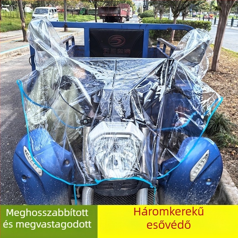 Esővédő huzat elektromos kerékpárok és motorkerékpárok számára, PVC ponyva, vízálló, újrahasználható, kompatibilis triciklikkel, kézzel eltávolítható