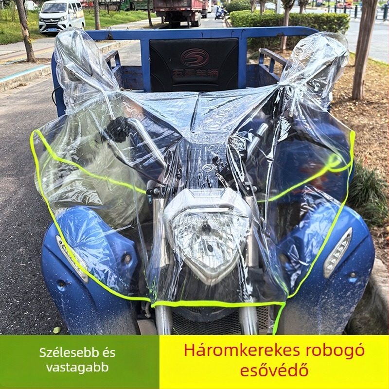 Esővédő huzat elektromos kerékpárok és motorkerékpárok számára, PVC ponyva, vízálló, újrahasználható, kompatibilis triciklikkel, kézzel eltávolítható