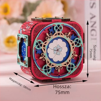 Fából készült 3D LED zenélő doboz ékszerek számára – kézzel összeszerelve, új kínai stílus, modell 125543