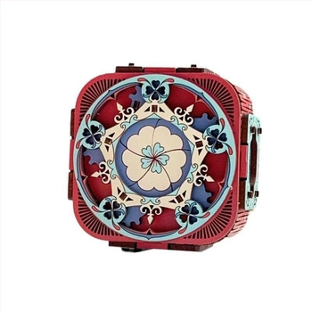 Fából készült 3D LED zenélő doboz ékszerek számára – kézzel összeszerelve, új kínai stílus, modell 125543