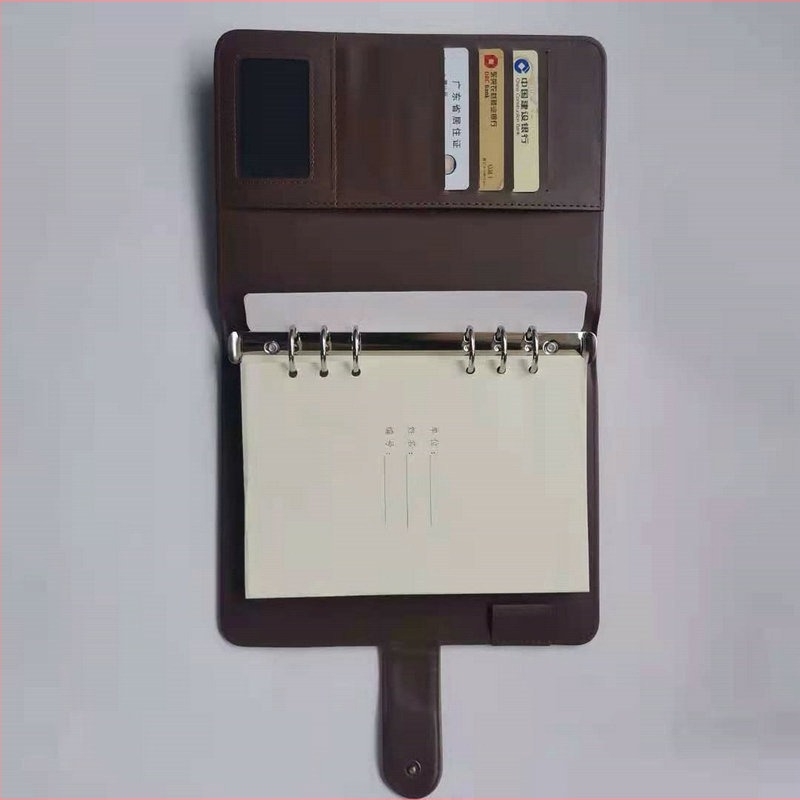 PU többfunkciós jegyzetfüzet testreszabható kötésekkel, belső semleges papír, rozsdamentes acél rögzítés, modell EL-75019