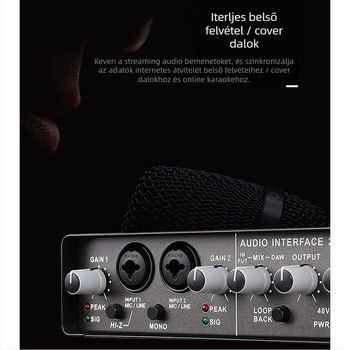 Wadeland 192 kHz külső USB audió interfész, 2 bemenet / 2 kimenet felvételre és élő közvetítéshez