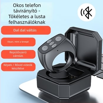Gyűrű alakú Bluetooth távirányító mobiltelefonhoz – távoli fénykép készítés, videó felvétel és e-könyv olvasás, modell LY-08, Bluetooth 5.3, ABS, 10 g
