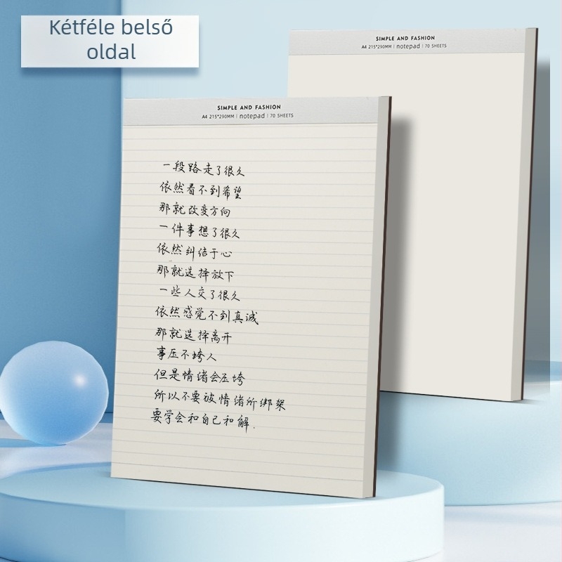 A4 méretű, PP borítású notesz, vonalas, perforált oldalakkal, B5-ös méretű kezdő diákoknak, kemény kötés